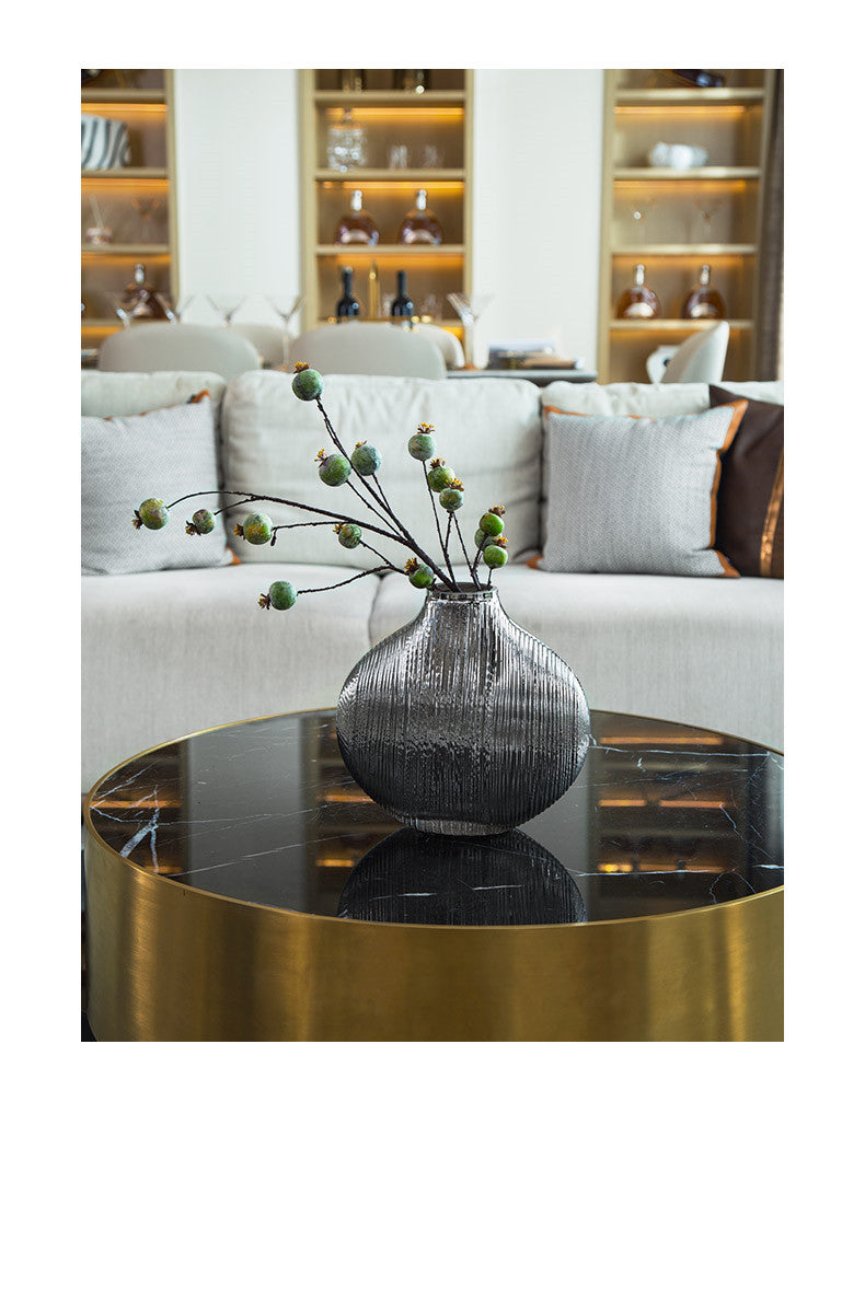 Silver Striped Glass Vase Flower Arrangement Hydroponic Accessories Modern Home Decor Accessories