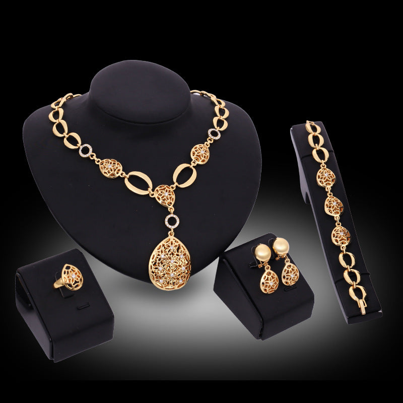 Jewelry Fashion Necklace Earrings Bracelet Ring Four Piece Jewelry Set