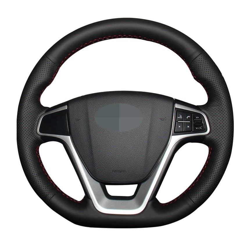 Black Artificial Leather Steering Wheel Cover