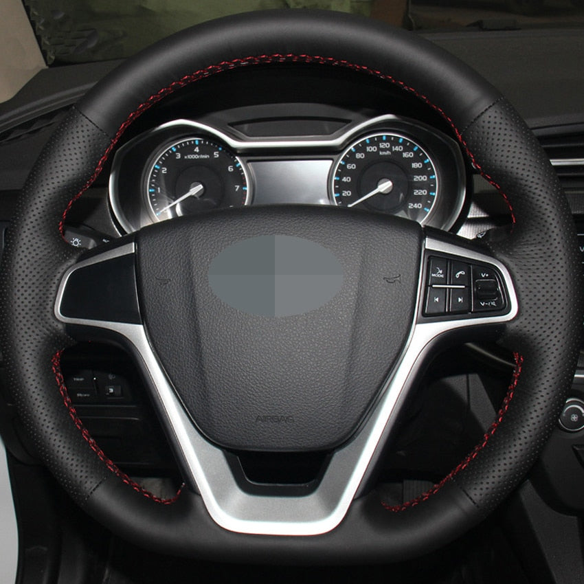 Black Artificial Leather Steering Wheel Cover